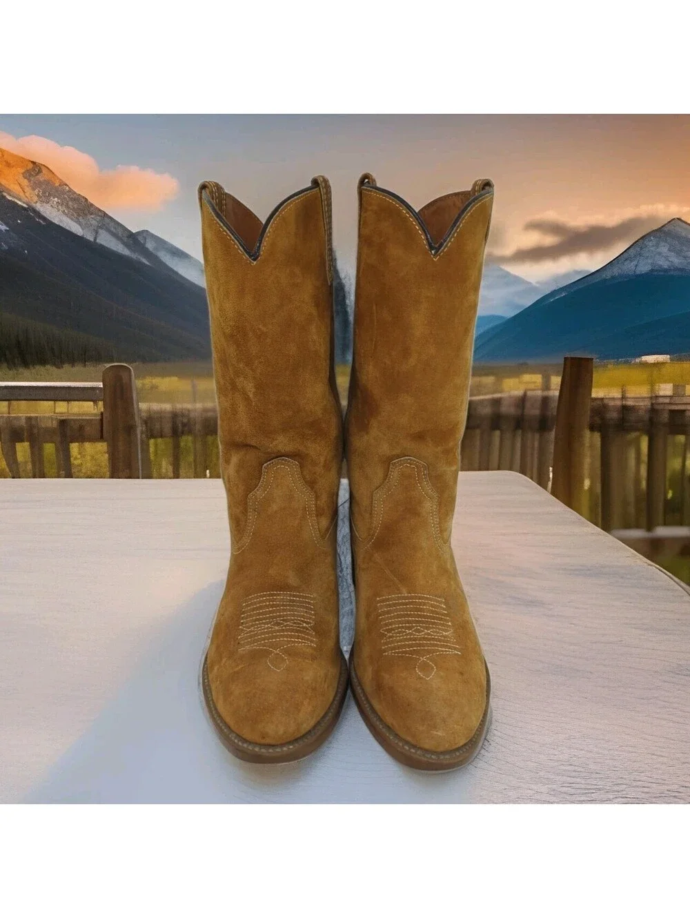 Wolverine Pigskin Suede Cowboy Boots Men 9 EE Wide USA Harvest Wheat Vintage 70s
